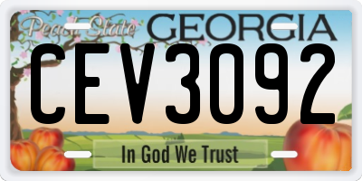 GA license plate CEV3092