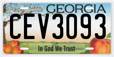 GA license plate CEV3093