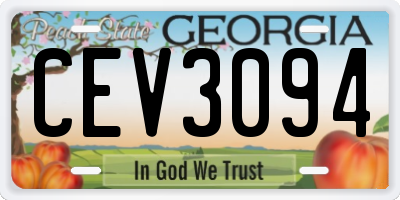 GA license plate CEV3094