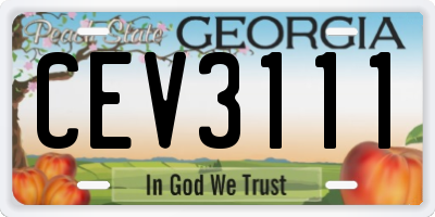 GA license plate CEV3111