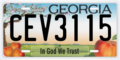 GA license plate CEV3115