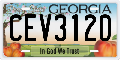 GA license plate CEV3120