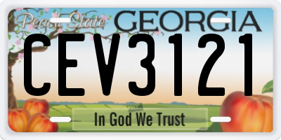 GA license plate CEV3121