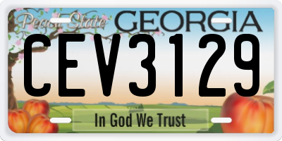 GA license plate CEV3129