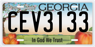 GA license plate CEV3133
