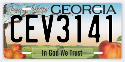 GA license plate CEV3141