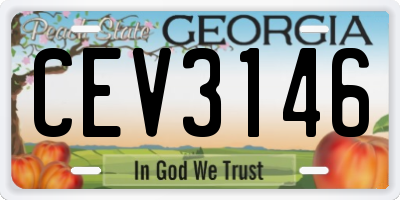 GA license plate CEV3146