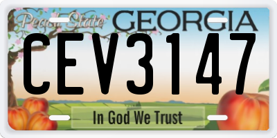 GA license plate CEV3147