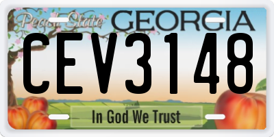 GA license plate CEV3148