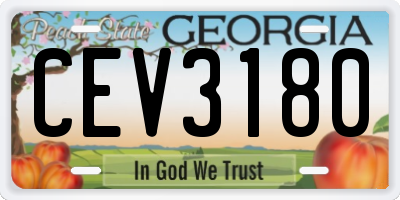 GA license plate CEV3180
