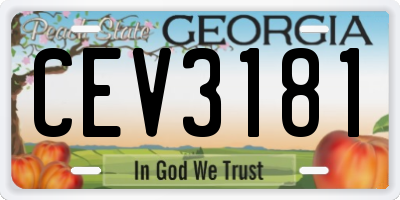 GA license plate CEV3181