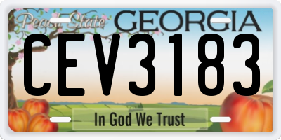 GA license plate CEV3183