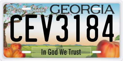 GA license plate CEV3184