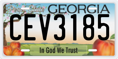GA license plate CEV3185