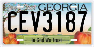 GA license plate CEV3187