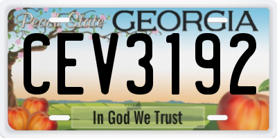 GA license plate CEV3192