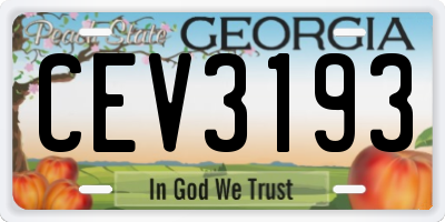 GA license plate CEV3193