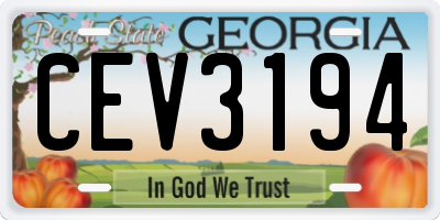 GA license plate CEV3194