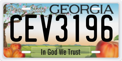 GA license plate CEV3196