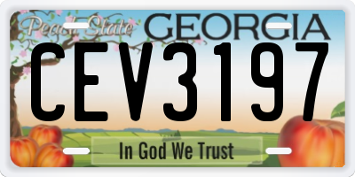 GA license plate CEV3197