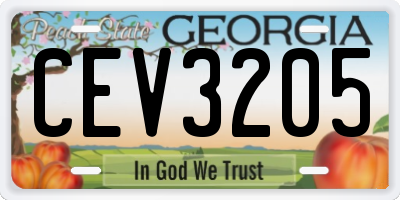GA license plate CEV3205