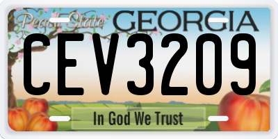 GA license plate CEV3209