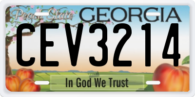 GA license plate CEV3214