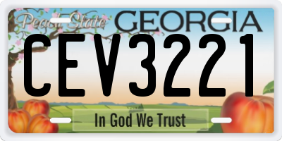 GA license plate CEV3221