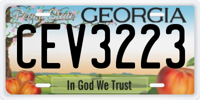 GA license plate CEV3223