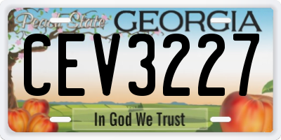 GA license plate CEV3227