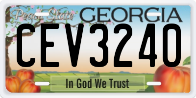 GA license plate CEV3240