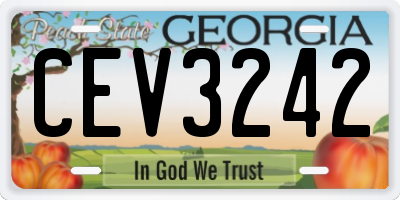 GA license plate CEV3242
