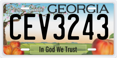 GA license plate CEV3243