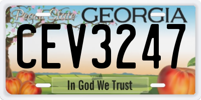 GA license plate CEV3247