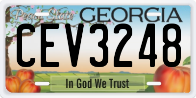 GA license plate CEV3248