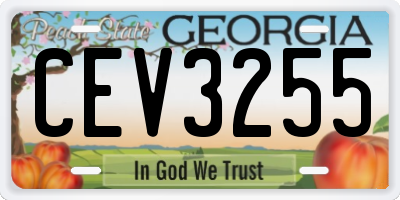 GA license plate CEV3255