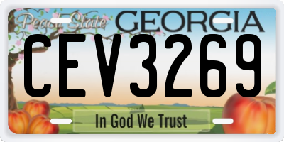 GA license plate CEV3269
