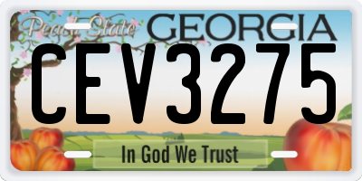 GA license plate CEV3275
