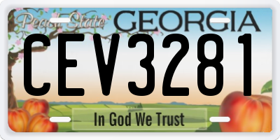 GA license plate CEV3281