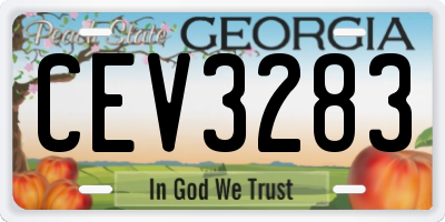 GA license plate CEV3283