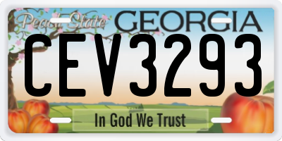 GA license plate CEV3293