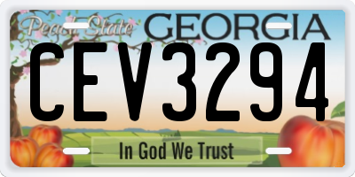 GA license plate CEV3294
