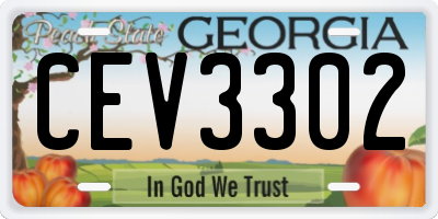 GA license plate CEV3302