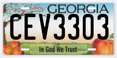GA license plate CEV3303
