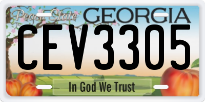 GA license plate CEV3305