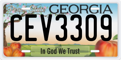 GA license plate CEV3309