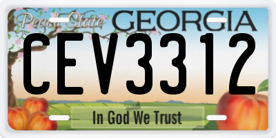 GA license plate CEV3312
