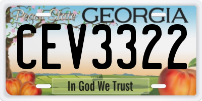 GA license plate CEV3322