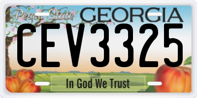 GA license plate CEV3325