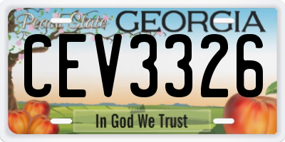 GA license plate CEV3326